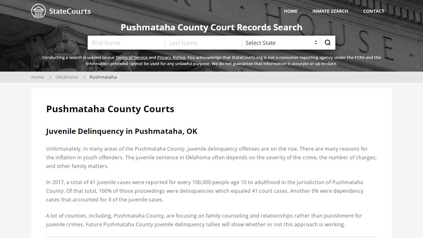 Pushmataha County, OK Courts - Records & Cases - StateCourts