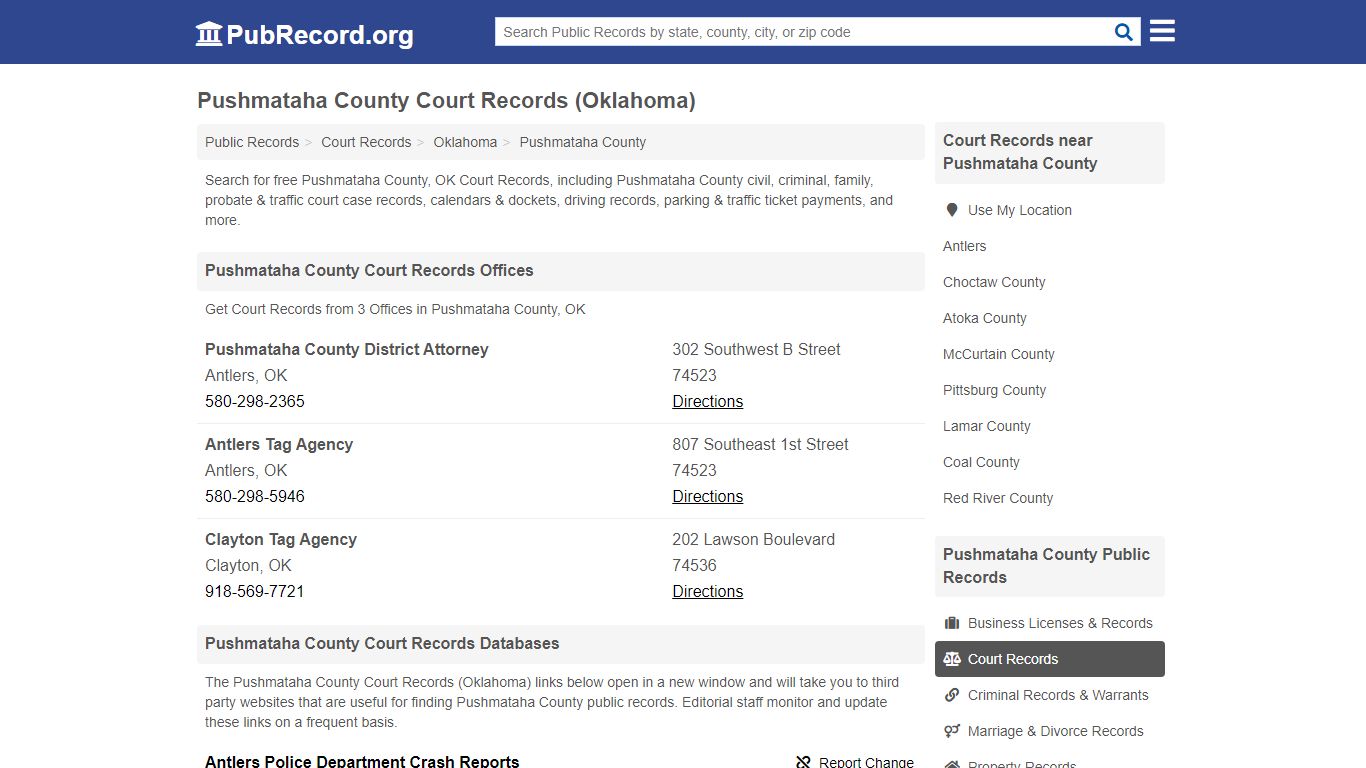 Pushmataha County Court Records (Oklahoma) - PubRecord.org