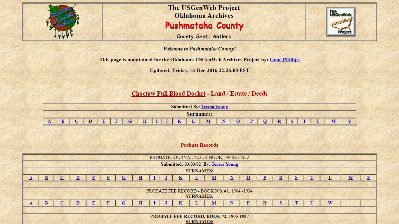 Court Records Pushmataha County, OK - usgwarchives.net